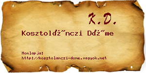 Kosztolánczi Döme névjegykártya